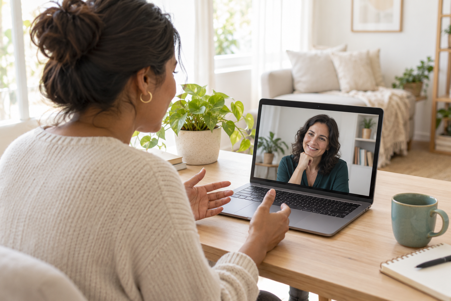 Imagen ilustrativa de consulta psicológica por videollamada